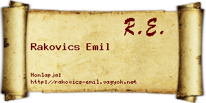 Rakovics Emil névjegykártya