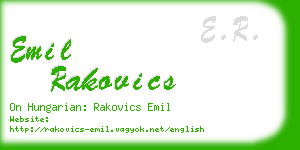 emil rakovics business card